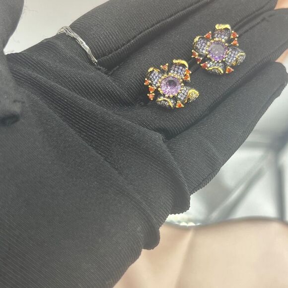Floral Gemstone Earrings and Ring Set – Luxurious Statement Jewelry - Picture 11 of 13